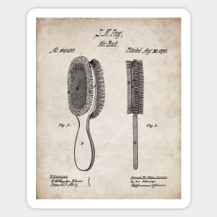 Brush Patent - Hair Stylist Beauty School Decor Art - Antique Sticker